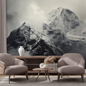 Berglandschaft Tapete | Wanddekoration | Hausrenovierung | Wandkunst | Vinyl-Tapete zum Abziehen und Aufkleben oder nicht selbstklebend