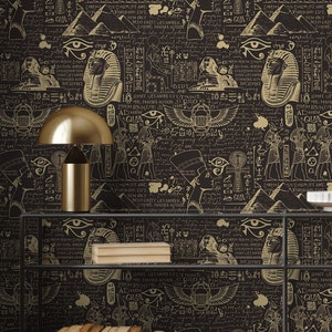 Altes Ägypten Tapete | Wanddekoration | Hausrenovierung | Wandkunst | Vinyl-Tapete zum Abziehen und Aufkleben oder nicht selbstklebend