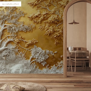 Elegante Barocktapete mit Dschungel | Wanddekoration | Hausrenovierung | Wandkunst | Vinyl-Tapete zum Abziehen und Aufkleben oder nicht selbstklebend