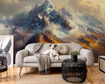 Beautiful mountain landscape wallpaper | Wall Decor | Home Renovation | Wall Art | Peel and Stick Or Non Self-Adhesive Vinyl Wallpaper