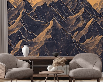 Abstract mountain wallpaper | Wall Decor | Home Renovation | Wall Art | Peel and Stick Or Non Self-Adhesive Vinyl Wallpaper