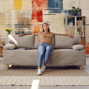Geometrisches abstraktes Wandbild mit bunten Rechtecken | Wanddekoration | Hausrenovierung | Wandkunst | Vinyl-Tapete zum Abziehen und Aufkleben oder nicht selbstklebend