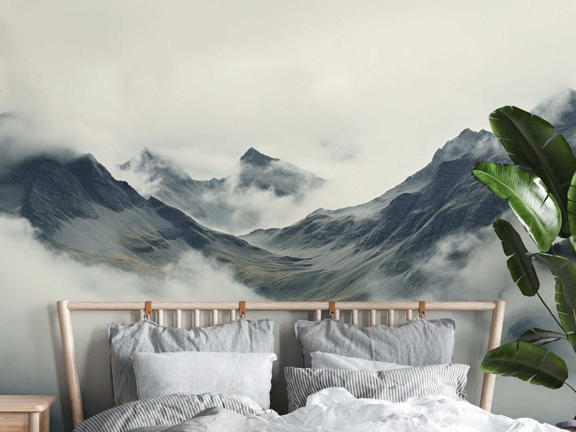 Mountain landscape wallpaper | Wall Decor | Home Renovation | Wall Art | Peel and Stick Or Non Self-Adhesive Vinyl Wallpaper