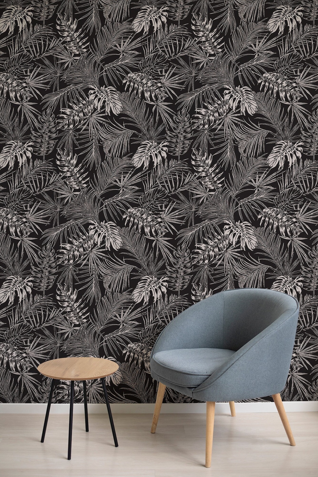 Tropical Dark Leaf Wallpaper | Wall Decor | Home Renovation | Wall Art ...