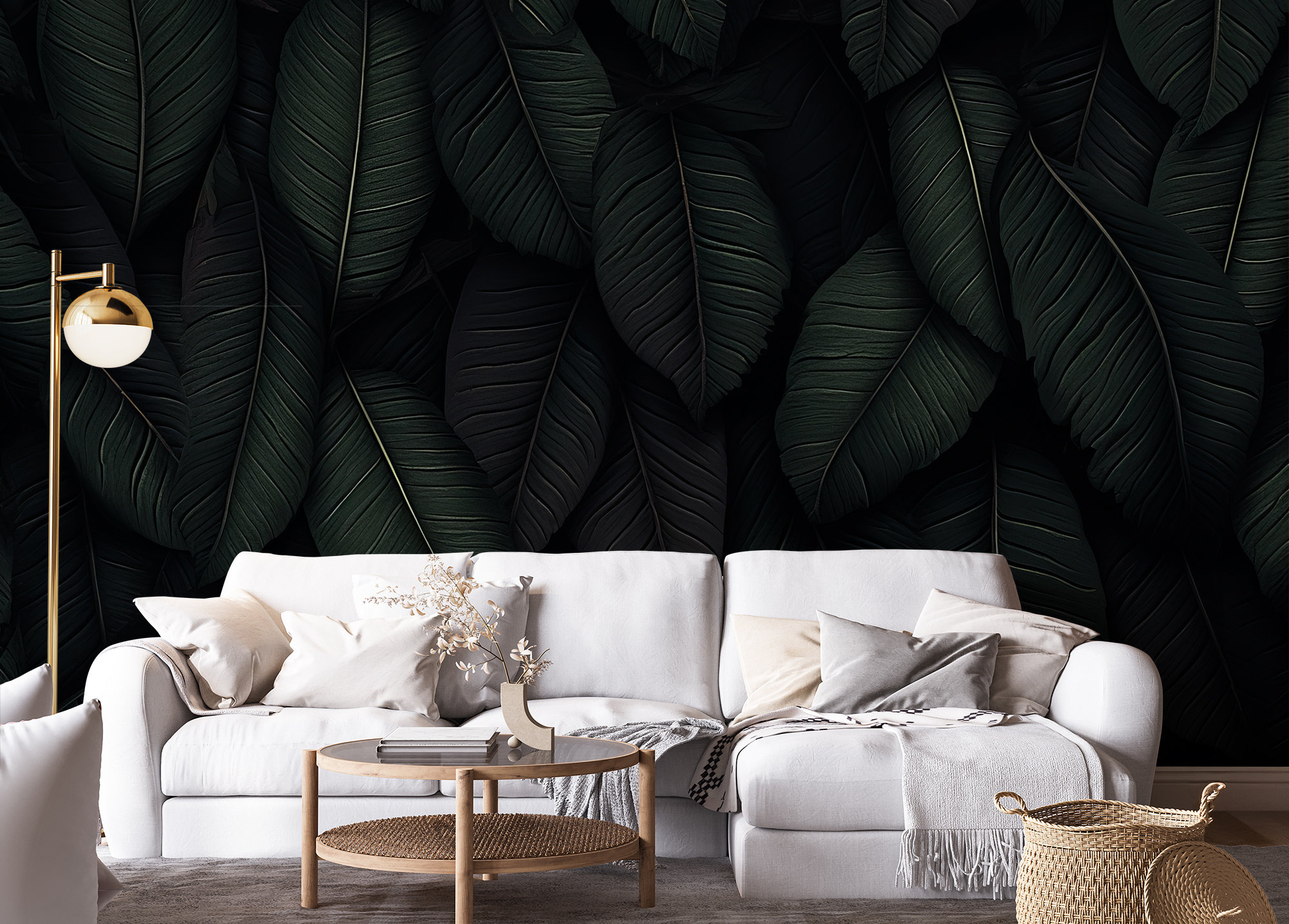 Dark Leaves Wallpaper With Hint of Green Wall Decor Home Renovation ...