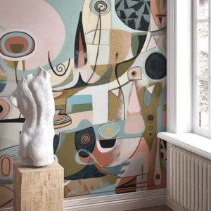 Bunte moderne abstrakte Tapete Wanddekoration Hausrenovierung Wandkunst Vinyl-Tapete zum Abziehen und Aufkleben oder nicht selbstklebend Bild 1