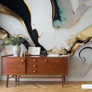 Modernes, luxuriöses Marmor-Wandbild ohne Gold | Wanddekoration | Hausrenovierung | Wandkunst | Vinyl-Tapete zum Abziehen und Aufkleben oder nicht selbstklebend