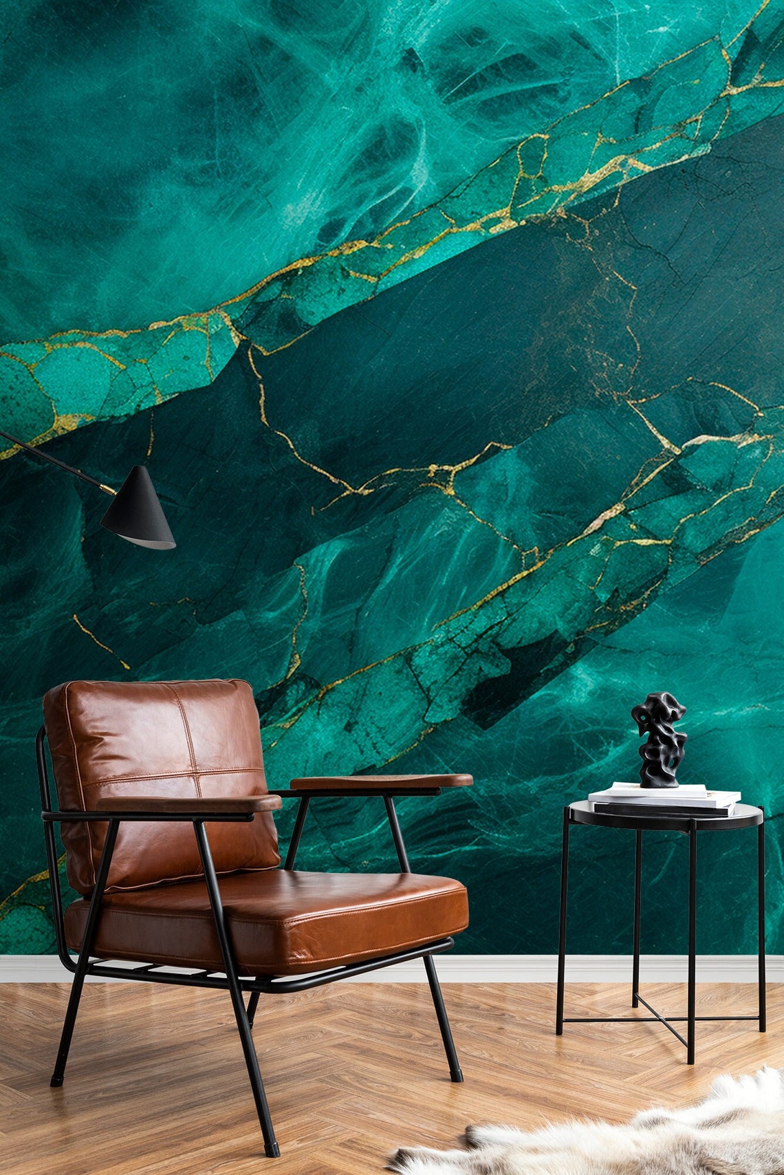 Green Marble Wallpaper Abstract Modern Wall Decor Home Renovation Wall ...