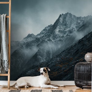 Mountain landscape wallpaper | Wall Decor | Home Renovation | Wall Art | Peel and Stick Or Non Self-Adhesive Vinyl Wallpaper
