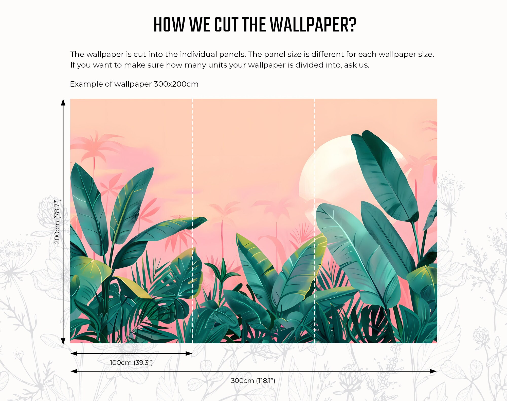 Tropical Green Leaves Wall Mural | Pink Wall Decor | Home Renovation ...