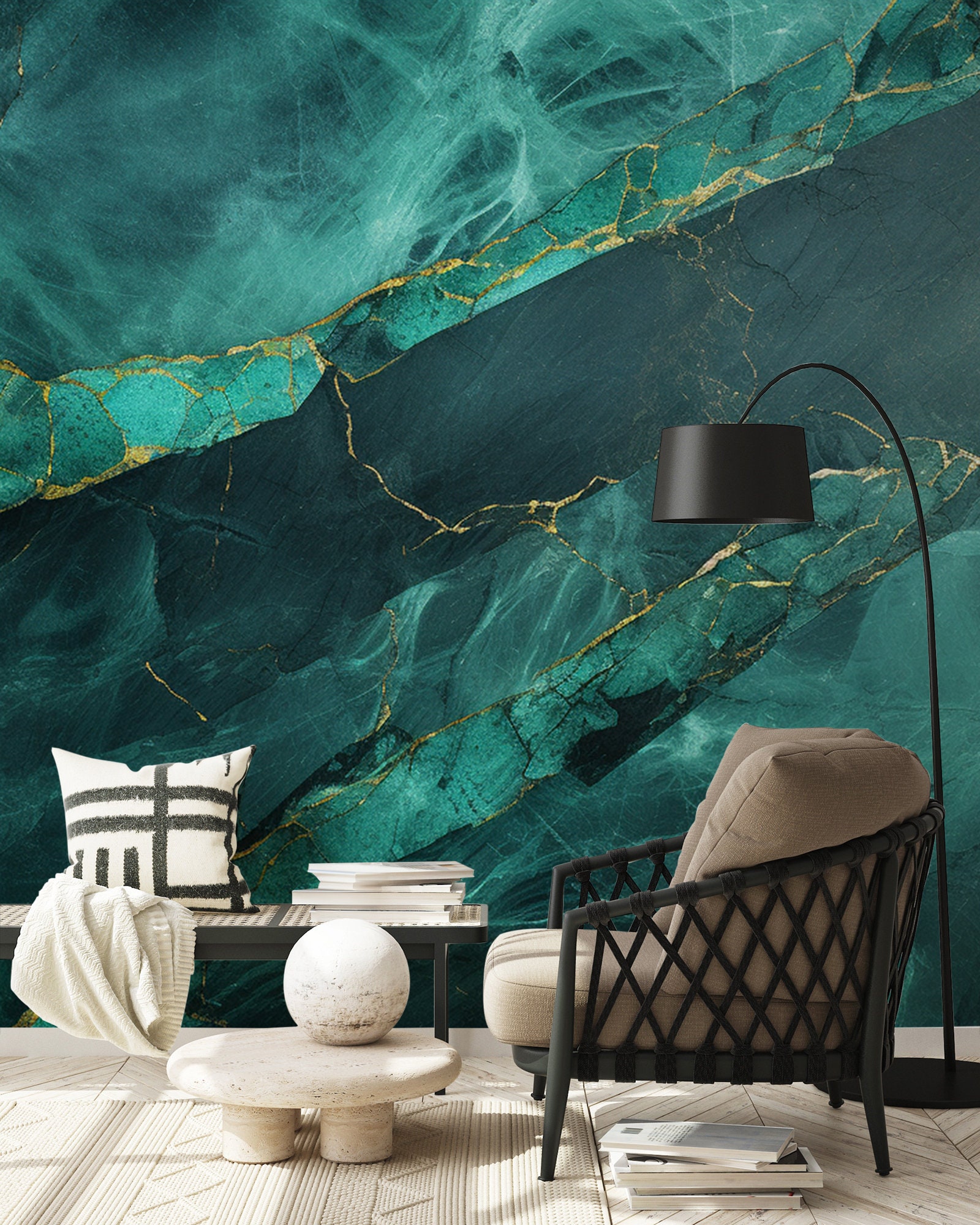 Green Marble Wallpaper Abstract Modern Wall Decor Home Renovation Wall ...