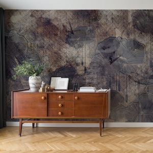 Dark grunge floral geometric wall mural | Wall Decor | Home Renovation | Wall Art | Peel and Stick Or Non Self-Adhesive Vinyl Wallpaper