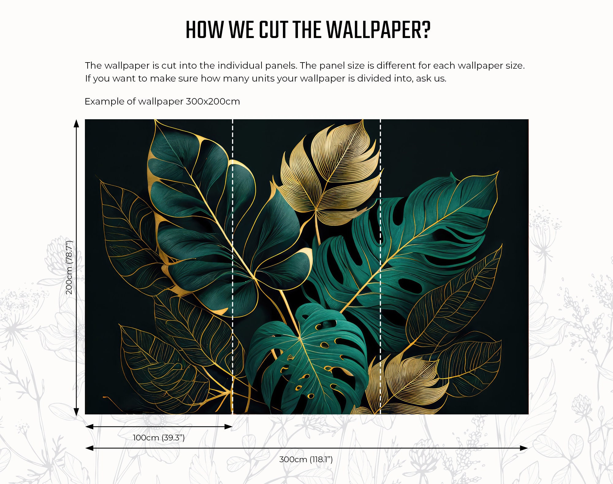 Dark Green Tropical Wallpaper, Monstera Leaf Wall Decor Home Renovation ...