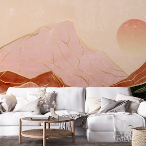 Scenic landscape wallpaper, mountain mural | Wall Decor | Home Renovation | Wall Art | Peel and Stick Or Non Self-Adhesive Vinyl Wallpaper