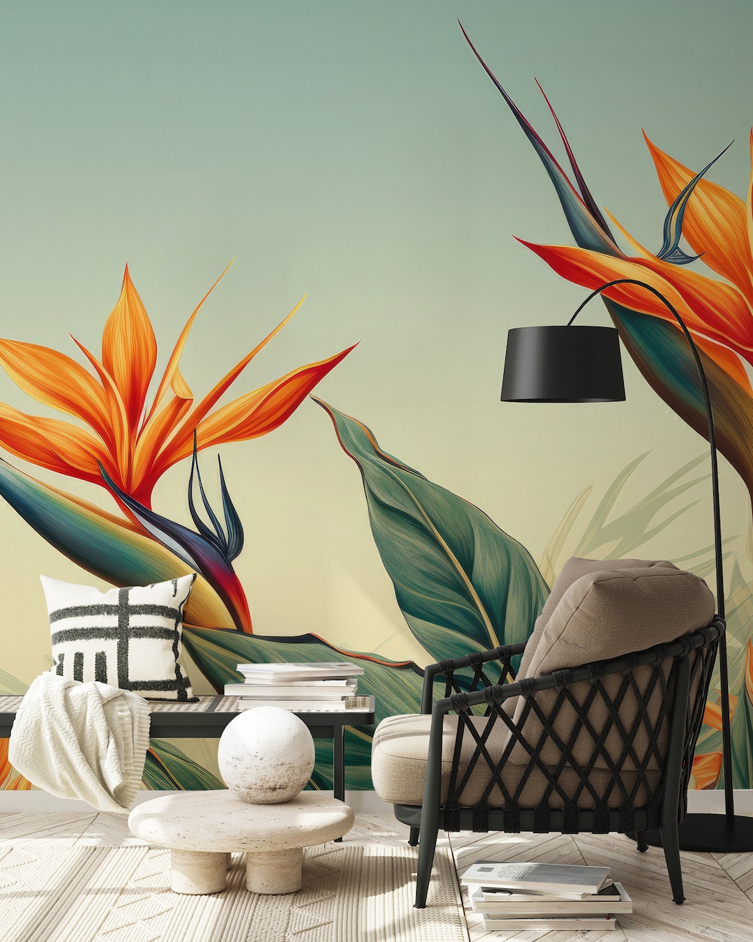 Bird of Paradise Flower Botanical Wallpaper | Wall Decor | Home ...
