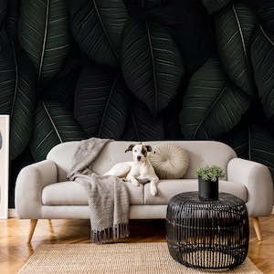 Dark Leaves Wallpaper With Hint of Green | Wall Decor | Home Renovation ...