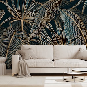Green leaves wallpaper | Floral Wall Decor | Home Renovation | Wall Art | Peel and Stick Or Non Self-Adhesive Vinyl Wallpaper