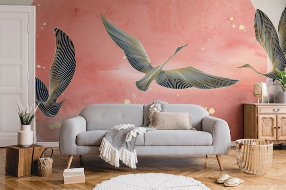 Autocollant Mural 3D Grue – Décor Adhésif Amovible, Motif Romantique, Made In Germany