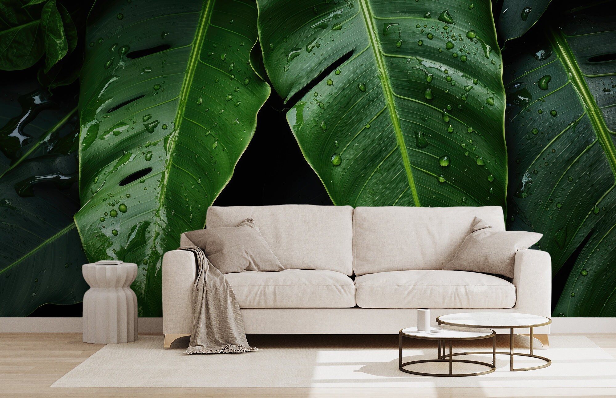 Tropical Green Leaves Wallpaper | Jungle Wall Decor | Home Renovation ...