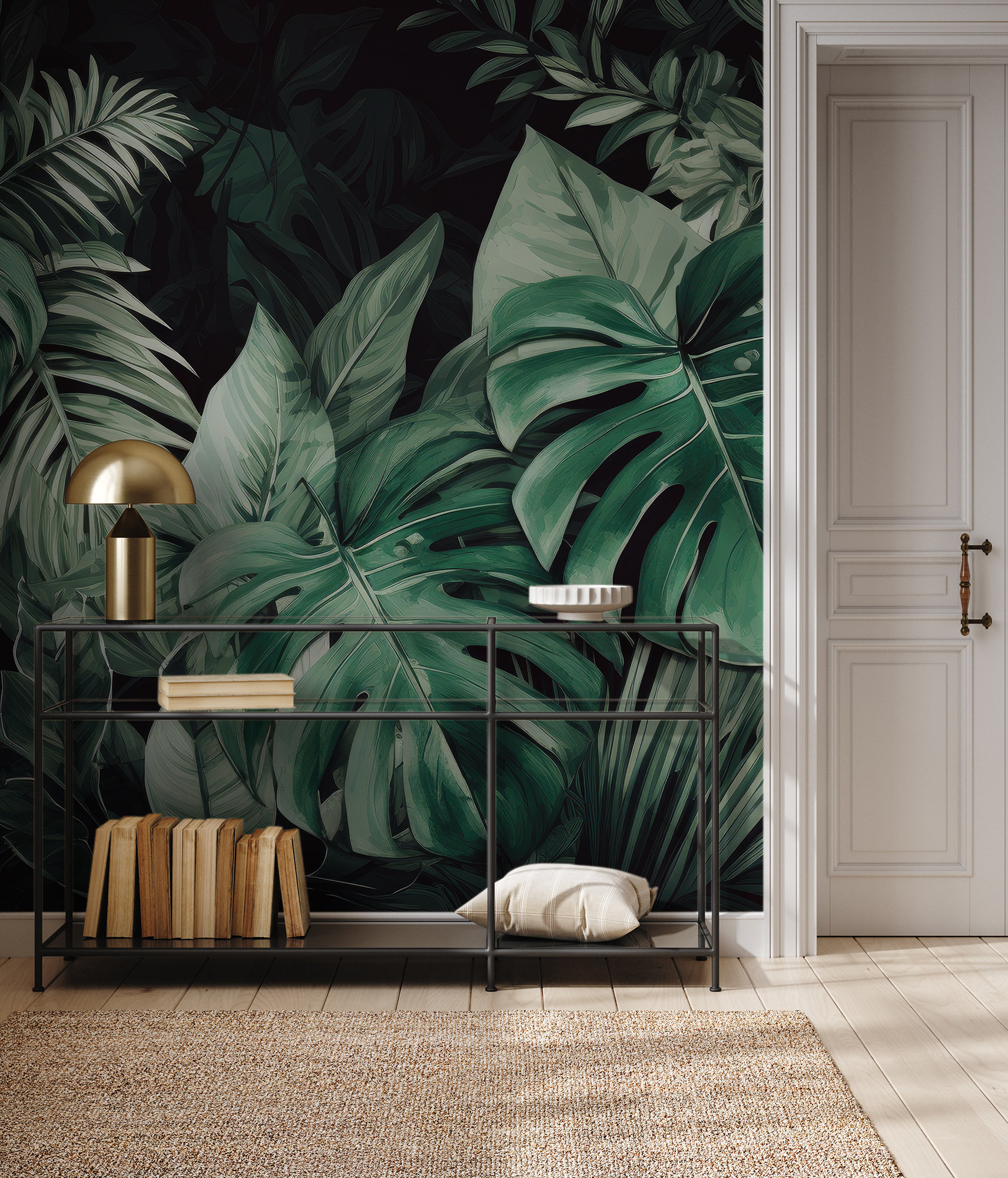 Dark Green Monstera Leaf Wallpaper | Wall Decor | Home Renovation ...