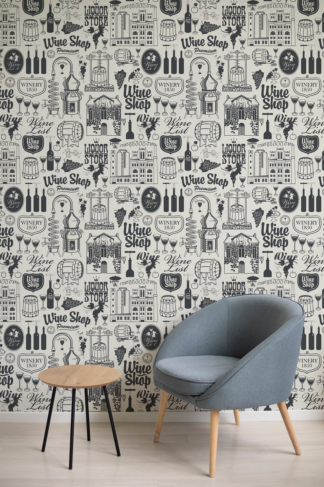 Retro Wallpaper, Wine and Winery | Wall Decor | Home Renovation | Wall ...