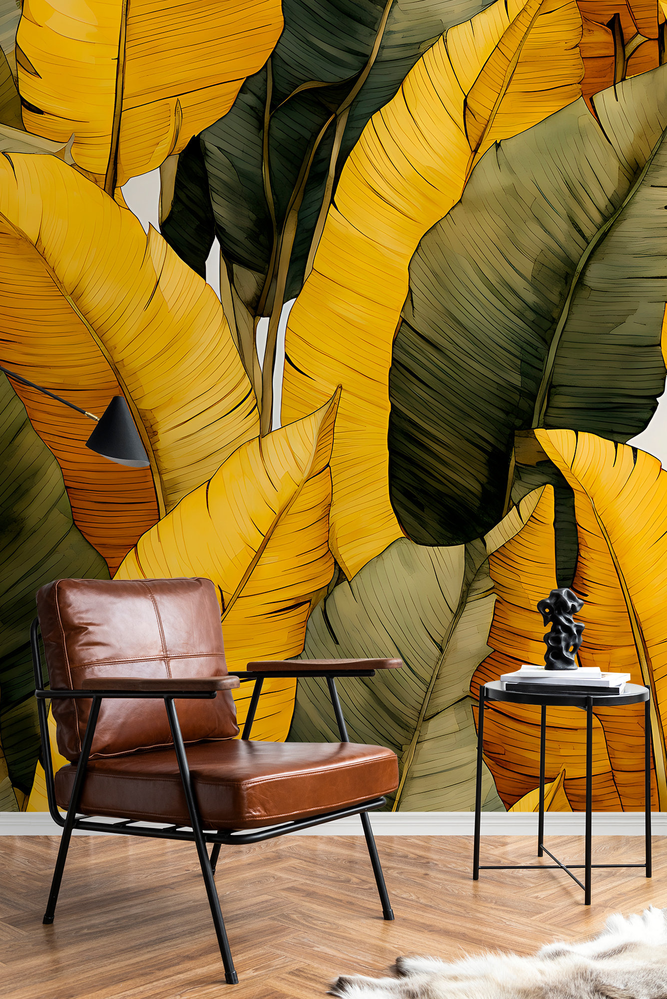 Yellow & Green Tropical Leaves Wallpaper | Wall Decor | Home Renovation ...