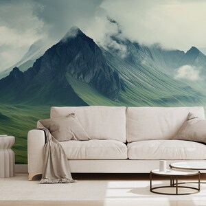 Rocky Mountains Tapete | Landschaft Moderne Wanddekoration | Hausrenovierung | Wandkunst | Vinyl-Tapete zum Abziehen und Aufkleben oder nicht selbstklebend