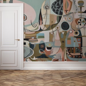 Bunte moderne abstrakte Tapete Wanddekoration Hausrenovierung Wandkunst Vinyl-Tapete zum Abziehen und Aufkleben oder nicht selbstklebend Bild 3