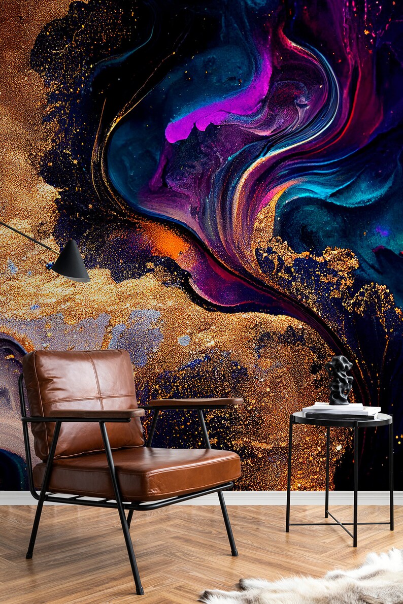 Dark Colorful Abstract Art Wall Mural | Wall Decor | Home Renovation ...
