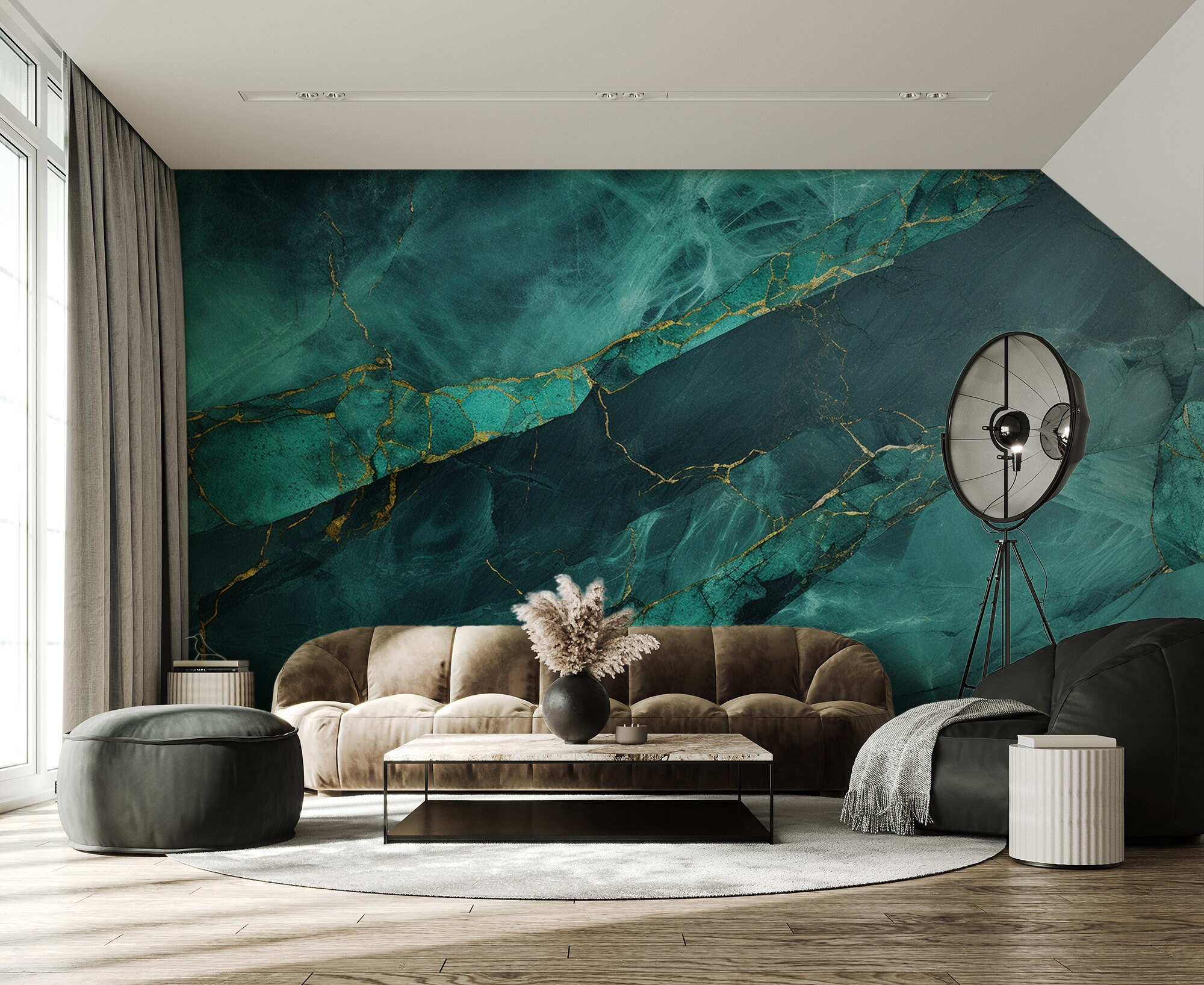 Green Marble Wallpaper Abstract Modern Wall Decor Home Renovation Wall ...