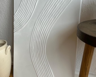 Handmade White Textured Wall Art | 3D Abstract Painting (40x60cm)