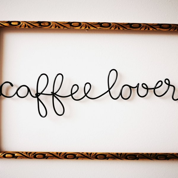 Tableau Coffee lover, cadre dorée et noir