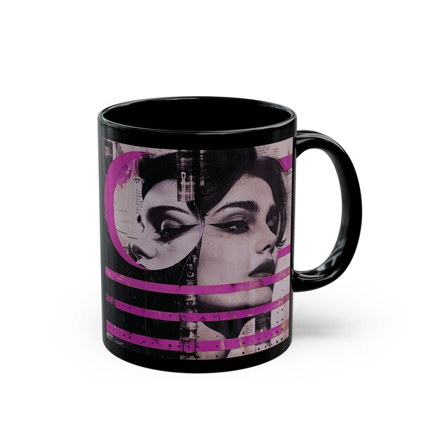 Grunge Ceramic Black Mug 11oz | Edgy Urban Chic Gifts | Unique Gift For Her and Art Lovers | Coffee and Tea Cups | Coffee Lovers