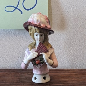 Antique Half-Dolls with Pink Bodices #20 Hat and Fan