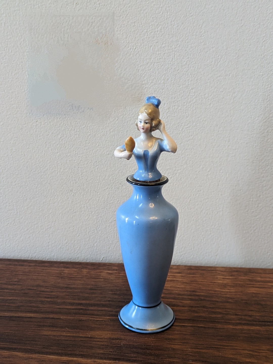 Antique Halfdoll Perfume Bottle in Blue German Etsy