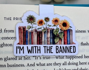 I'm With The Banned Bookmark, Magnetic Bookmark, Book Lover Gift, Reading Activism, Bookish Gift For Book Club, Bookworm Freedom To Read
