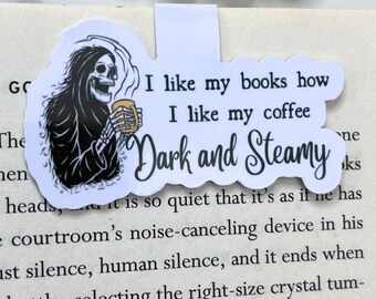 Dark Romance Magnetic Bookmark, Skeleton Book Lover Gift, Smut Bookish Gift, Spicy Book Club Gift, Coffee Lover, Reader Birthday Gift