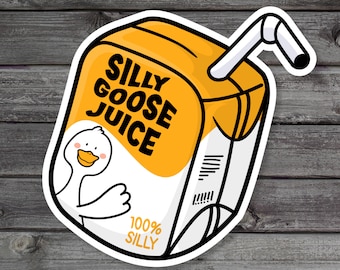 Silly Goose Juice Sticker, Funny Goose Sticker, Laptop Sticker, Book Stickers, Vinyl Planner Sticker, water Bottle Sticker