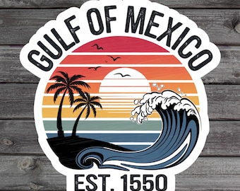 Pegatina del Golfo de México, Texas, Florida, Alabama Beach, pegatina sutil con motivos políticos para portátil, regalo para los amantes de México, pegatina para botella de agua de la Costa del Golfo