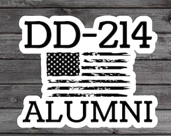 DD-214 Alumni Sticker, Military Veteran Gift, Retired Military Humor, Army, Air Force, Navy, Water Bottle Sticker, US Service Member