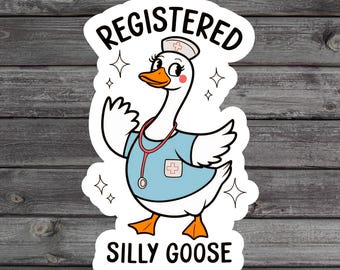 Registered Silly Goose, Nursing Student Humor, Nurse Appreciation Day, RN Graduation Gift, Laptop Sticker, Medical Humor