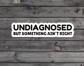 Undiagnosed But Something Ain't Right Sticker, Mental Health Gift, Funny Saying, Dark Humor Water Bottle Sticker, Sarcastic Kindle Sticker