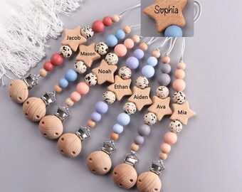 Personalized Baby Pacifier Clip with Star, Baby Shower Gift, Cute and Practical