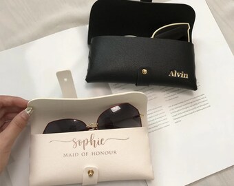 Personalized Leather Glasses Case - Custom Travel Gifts for Bridesmaids, Weddings, Birthdays - Honeymoon Essential