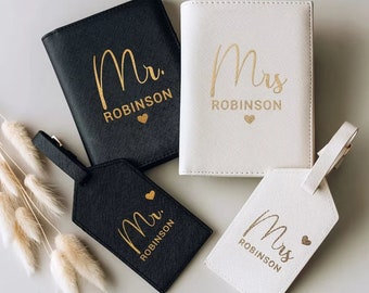 Personalized Passport Holder & Luggage Tag Set - Custom Travel Accessories - Ideal Wedding Gifts