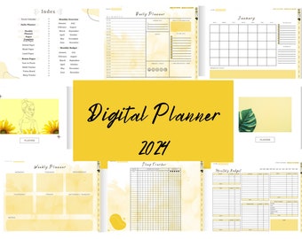 Effortless Planning with Yellow Digital Planner | Ready for Goodnotes, Xodo, Notability, Noteshelf | Simplify Your Life on iPad or Android"