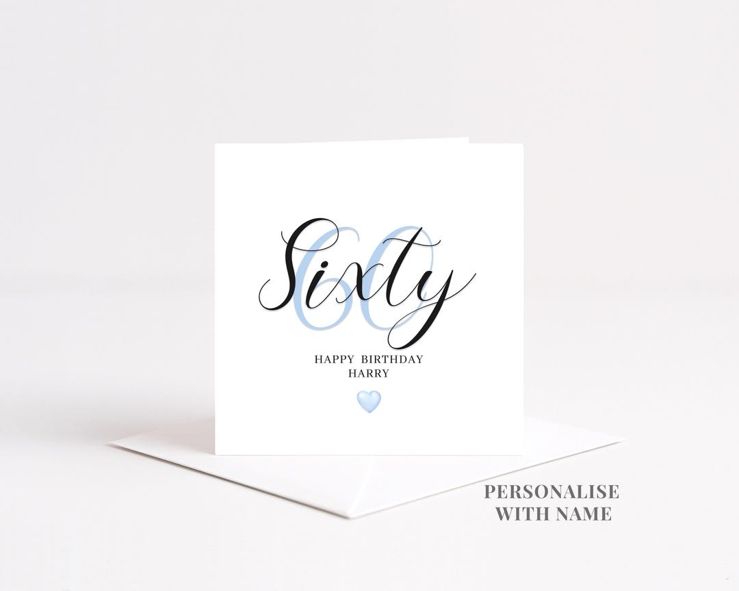 Personalised 60th Birthday Card | Custom Name Sixtieth Card | Elegant ...