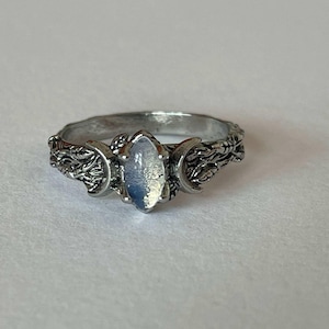 Witch ring, viking ring, pagan jewelry, wicca ring, druid ring, moon ring, witchy ring, norse ring, witch craft stone ring, knot ring
