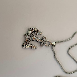 Silver Thor’s Hammer Necklace, Viking Mjölnir Pendant in Norse Style, Celtic Nordic Jewelry for Men and Women, Norse Mythology Amulet Gift