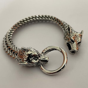Viking Dragon Bracelet – Norse Pagan Jewelry for Men, Fenrir Wolf Inspired Cuff, Nordic Celtic Mythology Gift